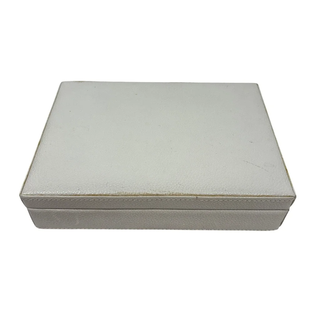 Nordstrom White Faux Leather Jewelry Box Rectangle Storage Case Valet Tray